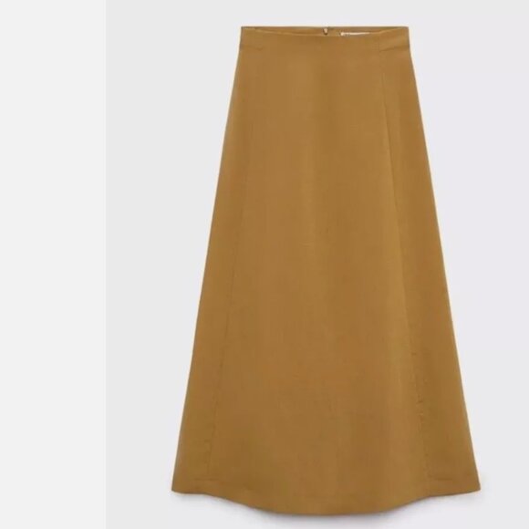 ZARA LINEN TOFFEE TAUPE MAXI SKIRT - Picture 11 of 13